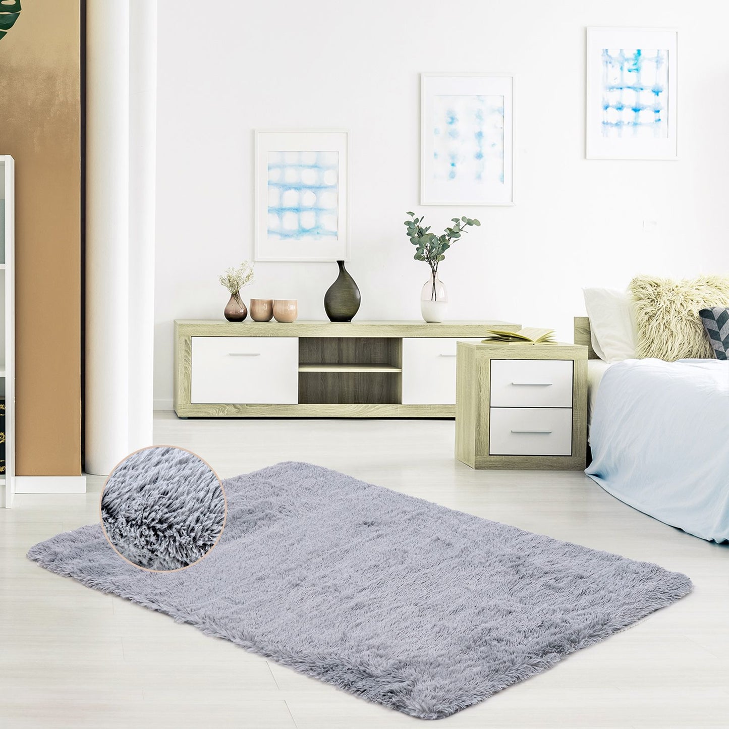 Modern Soft Shag Area Rug 120 cm x 180 cm with Non-Slip Grip Dots