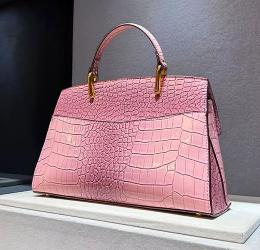 Pink Crocodile Pattern Leather Women'S Handbags Luxury Fashion Lady Shell Shoulder Crossbody Bag Top Handle Messenger Bags