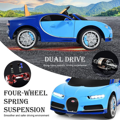 Exciting 12V Licensed Bugatti Battery-Powered Ride-On Car with Remote Control for Kids