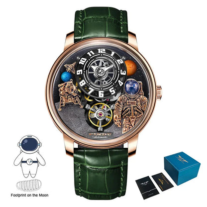 INDU Watch Men New Sace Series Unique Design Three-Dimensional Dial Arabic Numerals Luminous Sahire Mechanical Watch W2101B