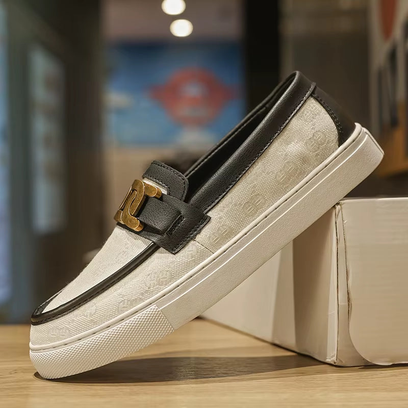 2024 New Bussiness Casual Shoes for Men Low-Top Fashion Loafers Slip on Flat Boat Shoe Mens Luxury Leather Shoes
