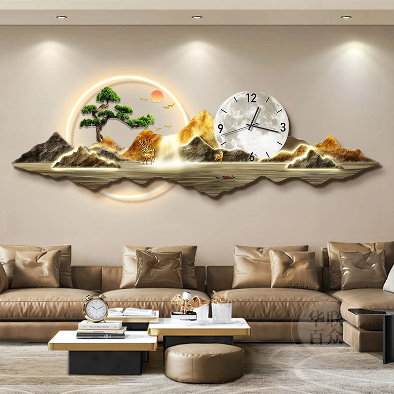 Light Luxury Clock Wall Chinese Modern Fashion Living Room Decorative Wall Watch Interior Design Horloge Murale Wall Decor