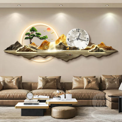 Light Luxury Clock Wall Chinese Modern Fashion Living Room Decorative Wall Watch Interior Design Horloge Murale Wall Decor