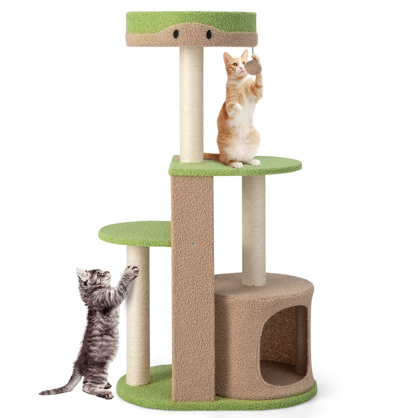 Multi-Level Cat Tree with Condo and Plush Perch - 111 cm