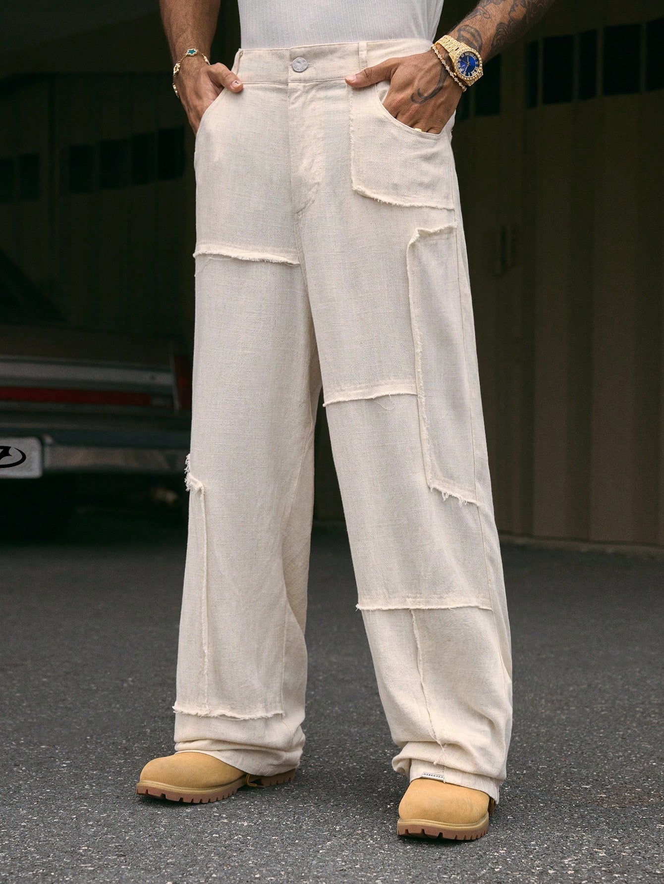 AXEPEAK Multi-Size Fashionable Street Style Wide Leg Pants for Men, Streetwear Edition