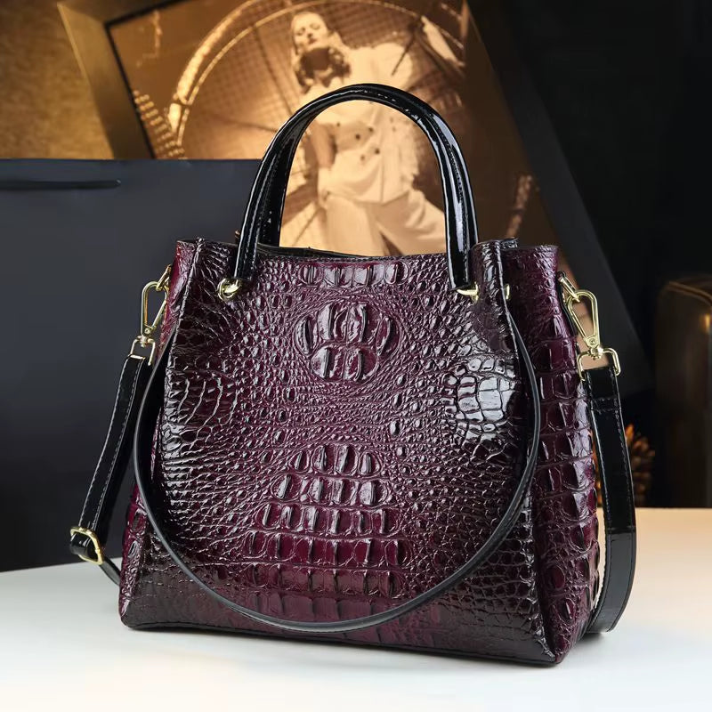2025 Women Handbags New Tote Bag Fashion Crocodile Print Bucket Bag Retro Shoulder Messenger Bags Trend