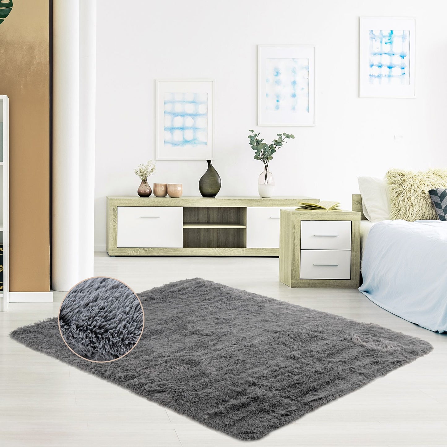 Modern Soft Shag Area Rug 120 cm x 180 cm with Non-Slip Grip Dots