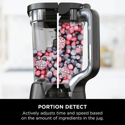 3-In-1 Detect Power Blender Processor Pro, Powerful 1200W Blender, Food Processor Bowl, Dough Blade, 1X Single Serve Cup, Jug, Make Pizza Dough, Blend, Chop & Mix, Black, TB401UK
