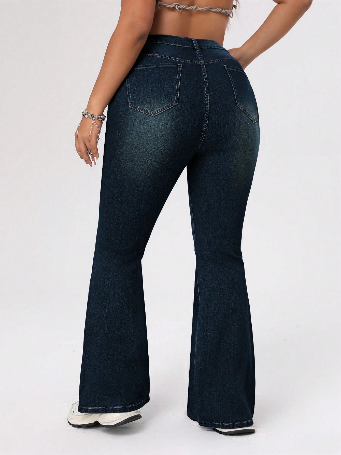 ICON Plus Size Women's Distressed Flared Jeans
