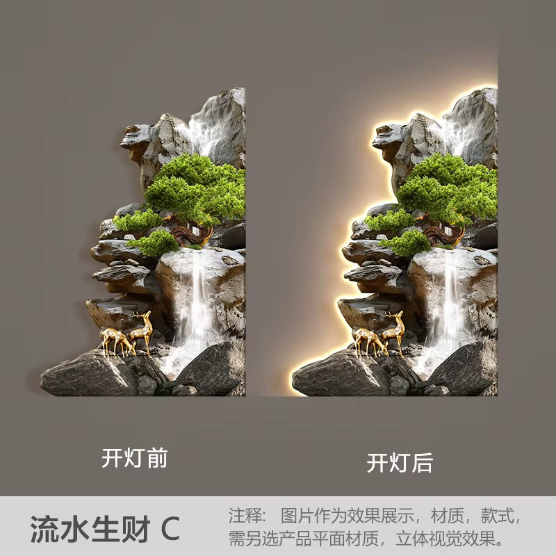Welcome Guests to the Living Room Decoration Painting, Pine Sofa Background, Wall Mounted Painting, Deer Corner Lamp Mural
