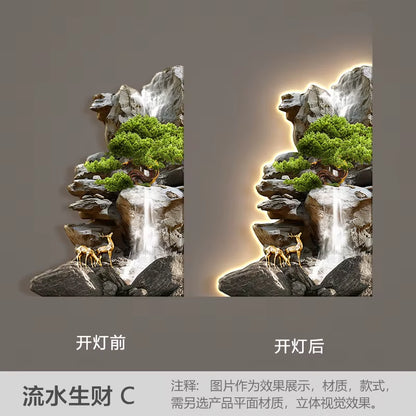 Welcome Guests to the Living Room Decoration Painting, Pine Sofa Background, Wall Mounted Painting, Deer Corner Lamp Mural