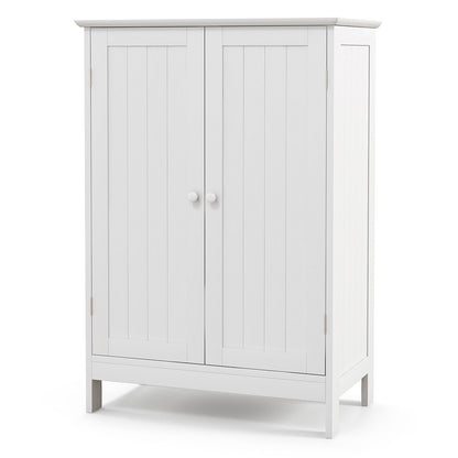 Double Door Bathroom Floor Cabinet with Adjustable Shelving