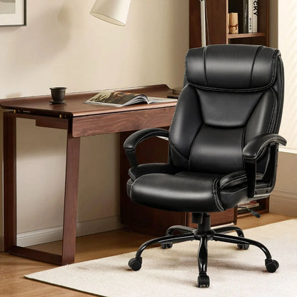 Height Adjustable Executive Leather Office Chair with Rocking Backrest