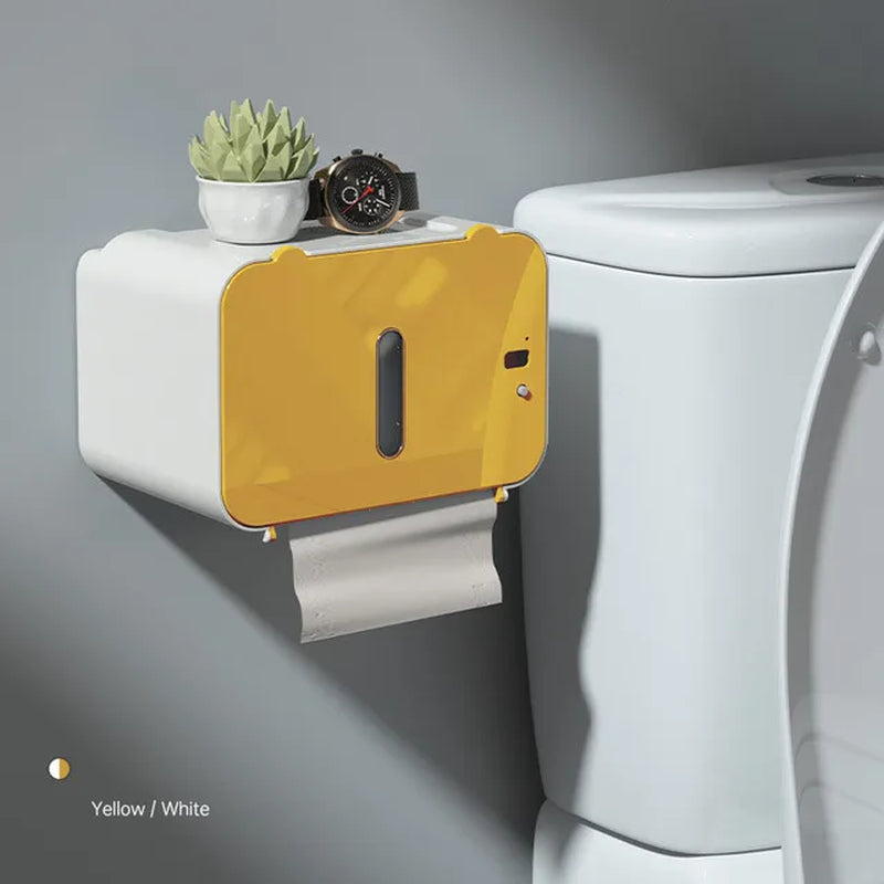 Innovative Wall-Mounted Induction Toilet Paper Holder with Integrated Shelf - Automatic Dispenser for Effortless Bathroom Convenience