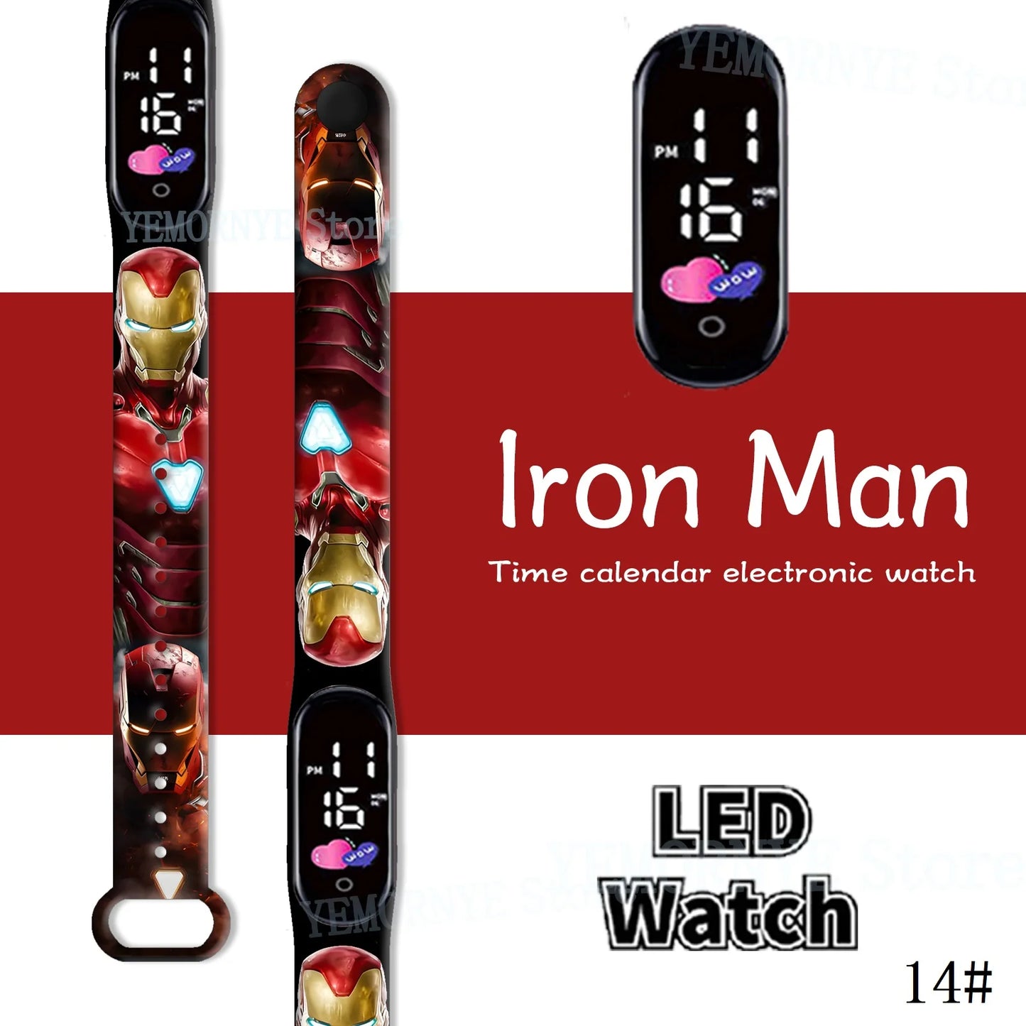 Disney Spider Man Children'S Cartoon Anime Character Luminous Bracelet Watch LED Touch Waterproof Clock Sports Gifts Christmas H