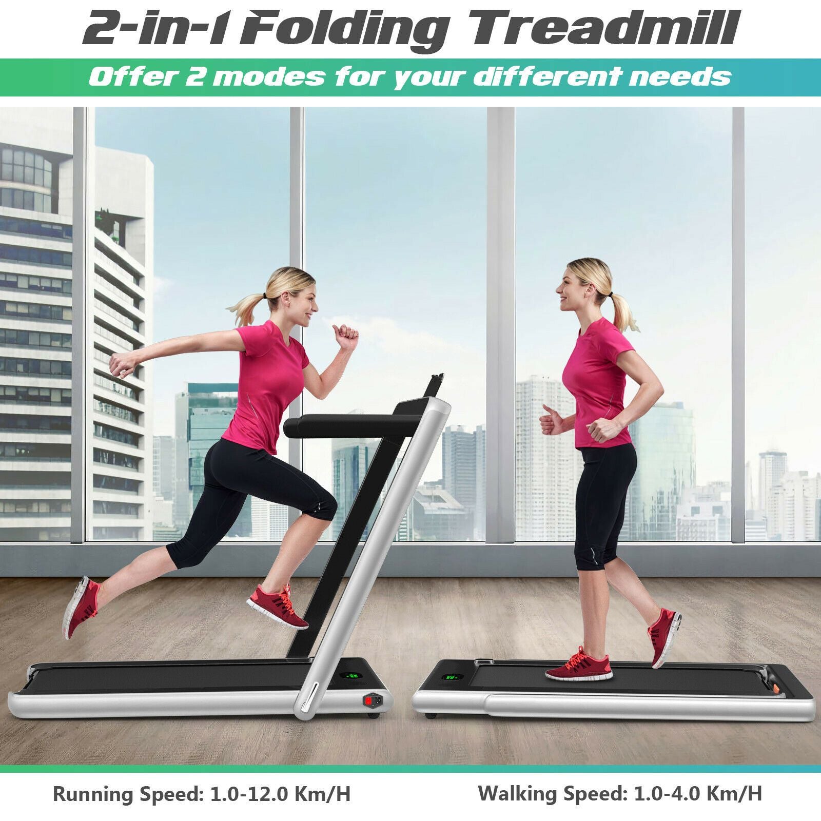 Folding Electric Treadmill with Bluetooth Connectivity (1-12 KPH)