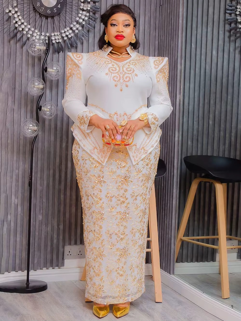 Luxury African Dresses for Women Elegant Long Sleeve Maxi Robe Ankara Dashiki Outfits Wedding Party Evening plus Size Dress Gown