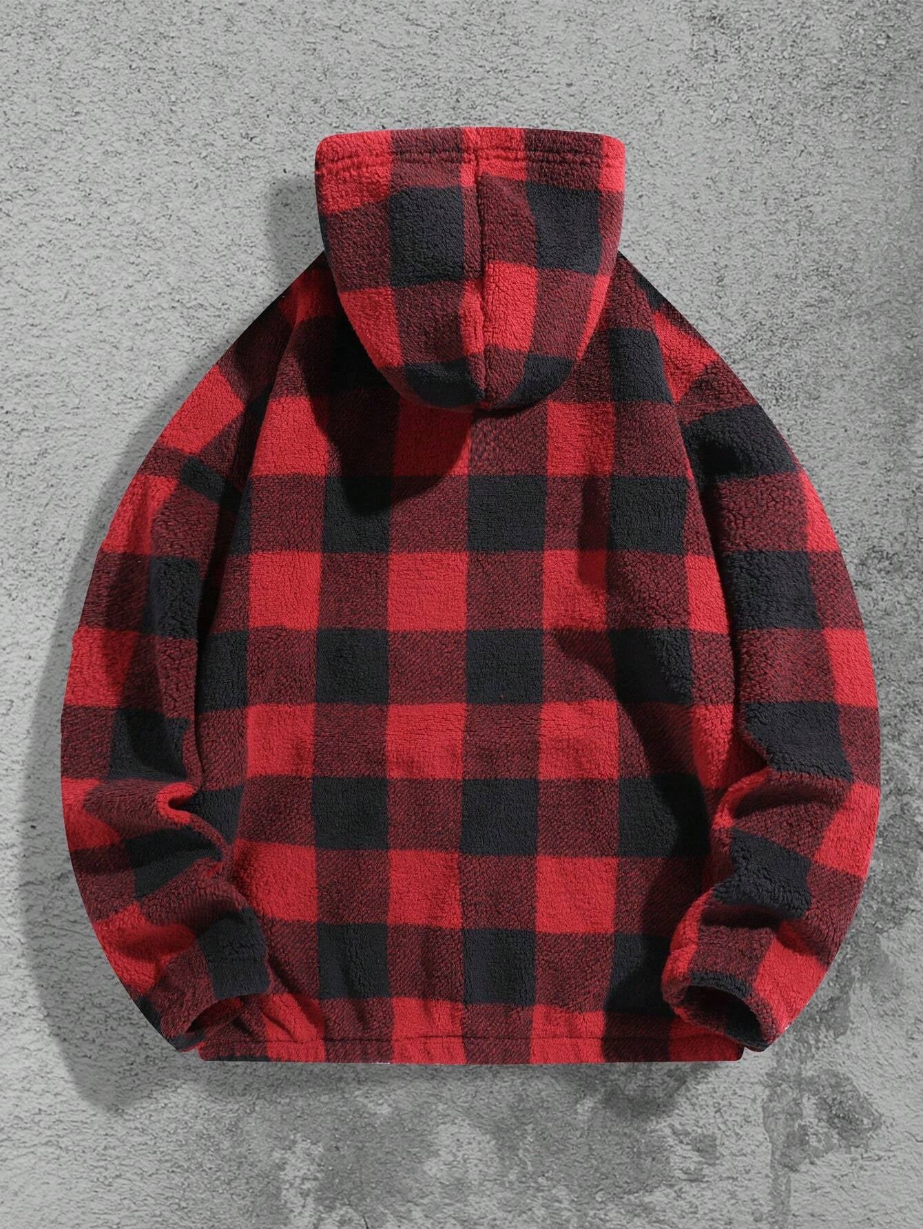 Men'S Totem Print Hooded Sherpa Fleece Sweatshirt