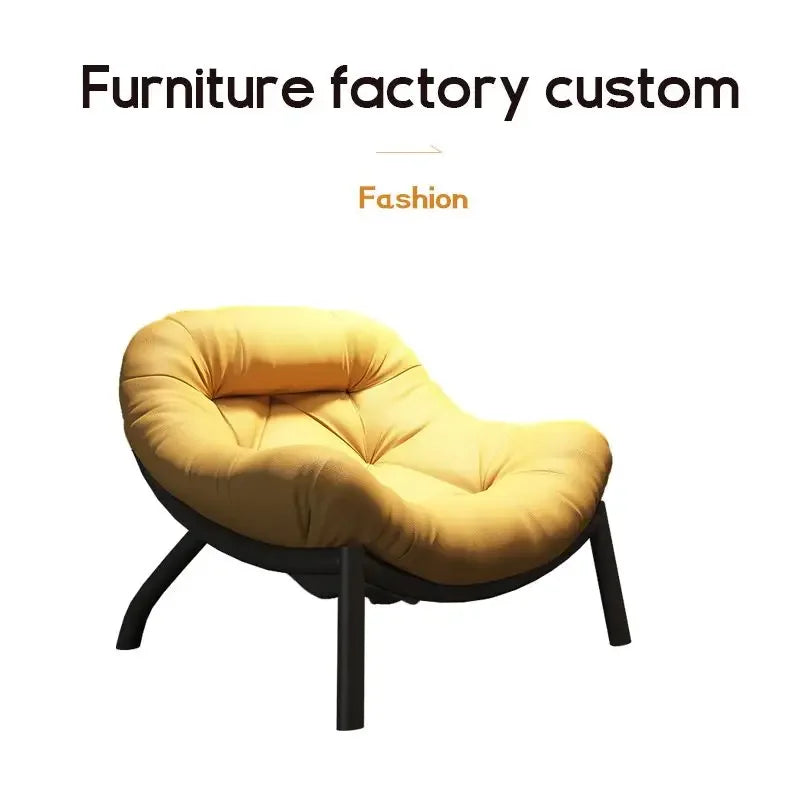 Lazy Cowhide High Rebound Sofa Chair Single Person Light Luxury Lazy Sofa Chair Italian Minimalist Living Room Leisure Chair