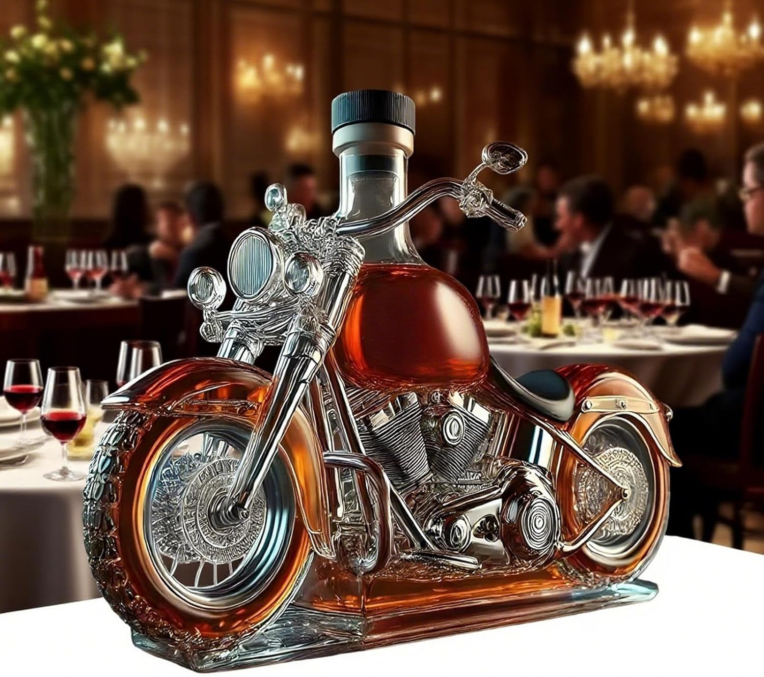 Glass Wine Decanter | Motorcycle Liquor Decanter Wine Bottle,Funny Drink Bottle Liquor Dispenser for Men Dad Motorcycle Lovers Home Kitchen Commercial Whisky Vodka Holiday