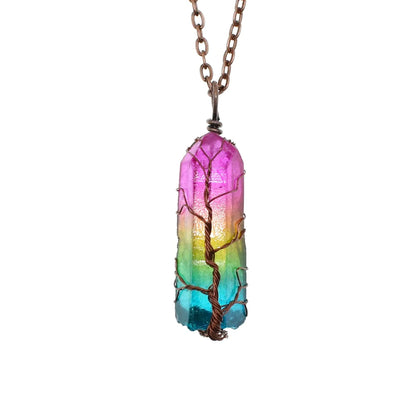 Hot Selling Stone Crystal Pillar Tree of Life Pendant in Europe and America