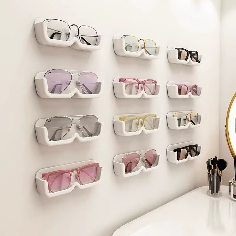 High-End Wall-Mounted Glass Display Cabinet for Sunglasses Storage - 3/2/1PC Options Available