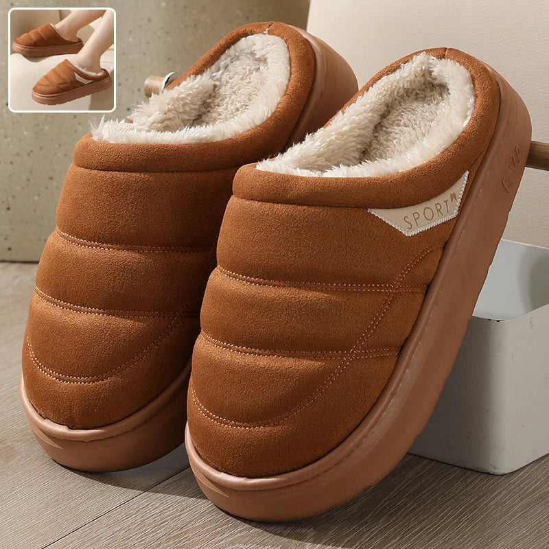 Fashion Solid Plush Slipper Winter Warm Indoor Floor Bedroom Home Slippers for Couple Thick-Soled House Shoes Women Men