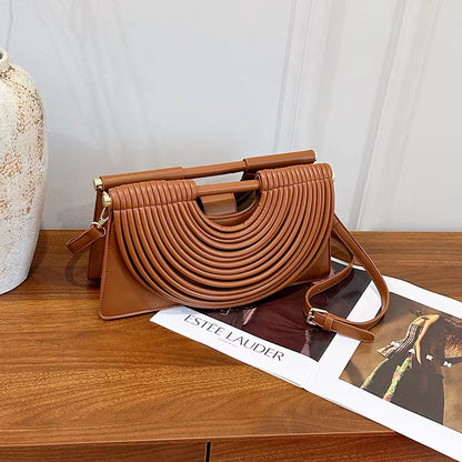 Branded Luxury Evening Clutch Purse for Women Noodles Design Golden Crossbody Bag for Wedding Dinner Party Designer Handbag 2025