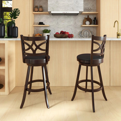 Swivel Counter Height Bar Stools with Backrest and Footrest - 61/74 cm