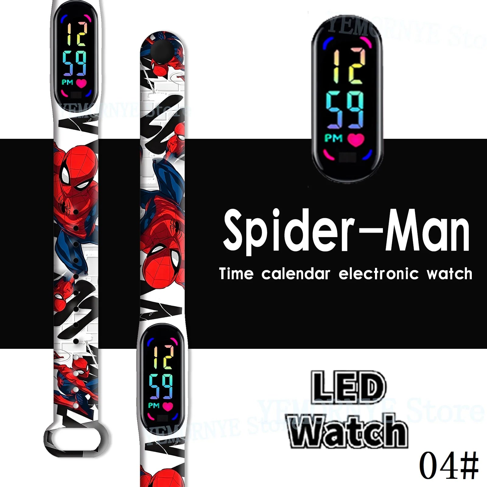 Disney Spider Man Children'S Cartoon Anime Character Luminous Bracelet Watch LED Touch Waterproof Clock Sports Gifts Christmas H