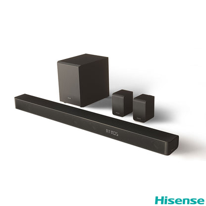 AX5100G Premium 5.1 Channel Soundbar System with Wireless Subwoofer and Dual Rear Speakers for an Immersive Audio Experience