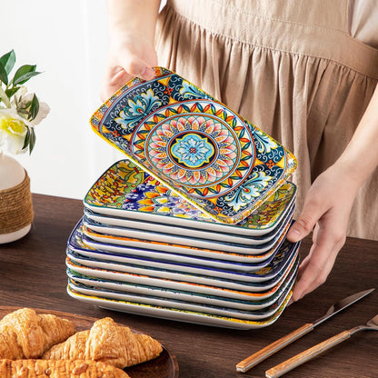 SIMI Serving Platter, 9.5 in Small Serving Dishes, Porcelain Rectangle Serving Plates Set of 6, Dishwasher and Microwave Safe, Sushi Platters for Party