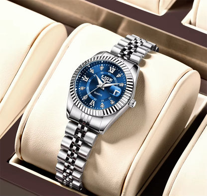 Fashion Woman Watch Stainless Steel Waterproof Auto Date Elegant Ladies Wristwatch Luxury Original Quartz Watch for Women