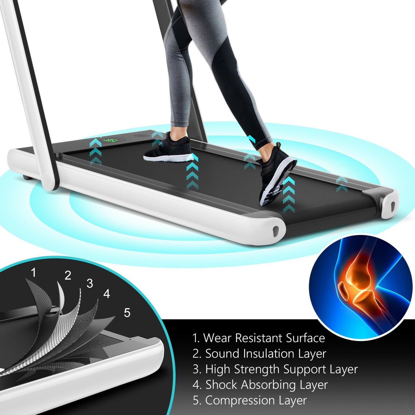 Folding Electric Treadmill with Bluetooth Connectivity (1-12 KPH)