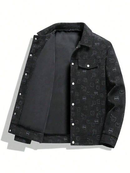 Men'S All over Print Buttoned Cardigan Jacket