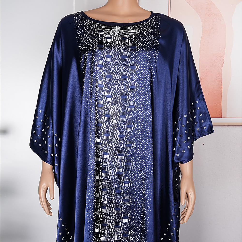 African Dresses for Women Fashion Beading Rhinestone Kaftan Maxi Dress