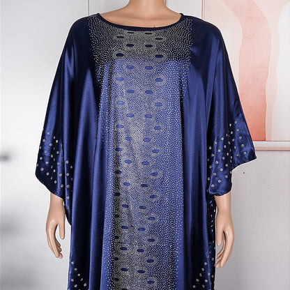 African Dresses for Women Fashion Beading Rhinestone Kaftan Maxi Dress