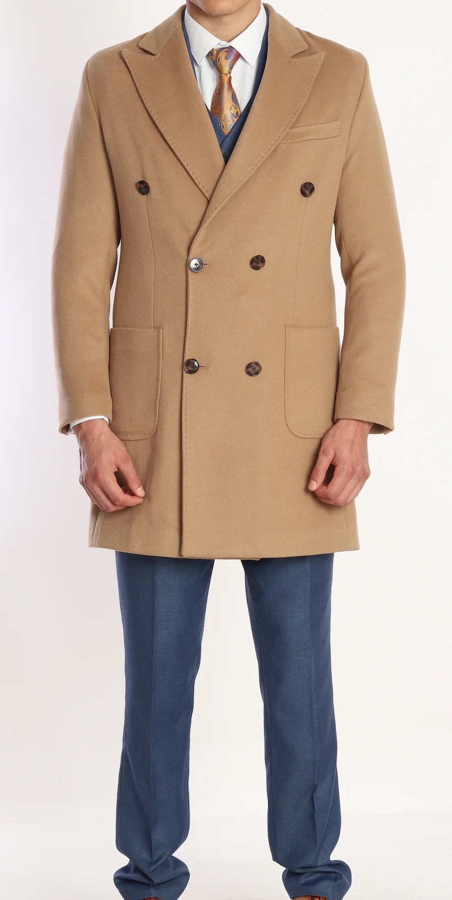 ICONY Scarface III - Camel Double Breasted Overcoats by , London