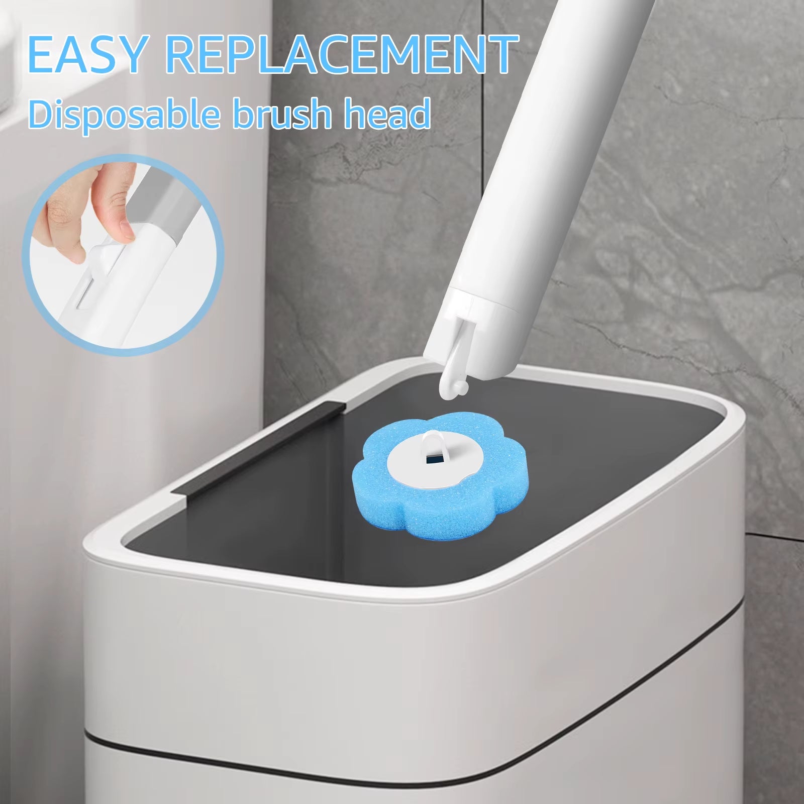 Premium Disposable Toilet Brush Set with Extended Handle and Wall-Mounted Storage - Includes 18/24 Replaceable Brush Heads for Effortless Bathroom Cleaning