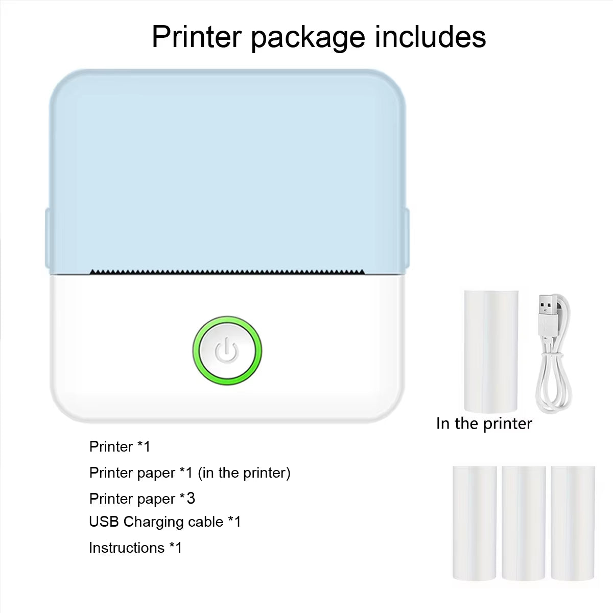 Compact Inkless Sticker Printer - Portable Thermal Printer for Photos, Journals, and Memos