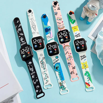 Disney Anime Figures Stitch Watches Children Wrist Strap Sports Intelligent Wristwatch Waterproof Kids Toys Electronic Bracelet