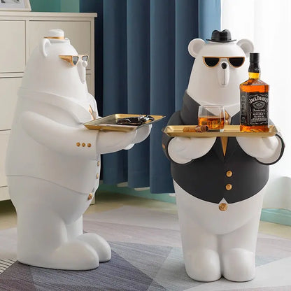 Modern Multi-Function Bear Statue Sculpture Living Room Decoration Large Storage Tray Crafts Ornaments Home Accessories Creative