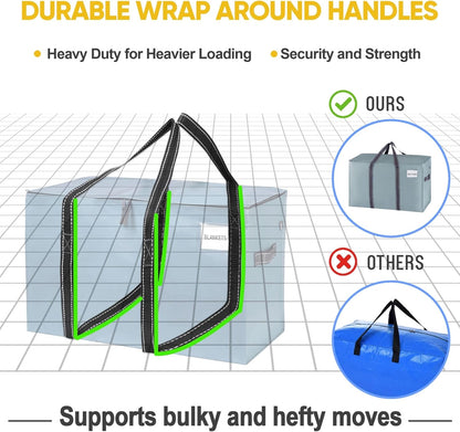6 Pack Moving Bags, Moving Supplies, College Packing Storage Boxes with Lids Alternative, Heavy Duty Totes, Extra Large, Sturdy Handles, Zipper, for Packaging (Light Blue Matte, 6 Pack)