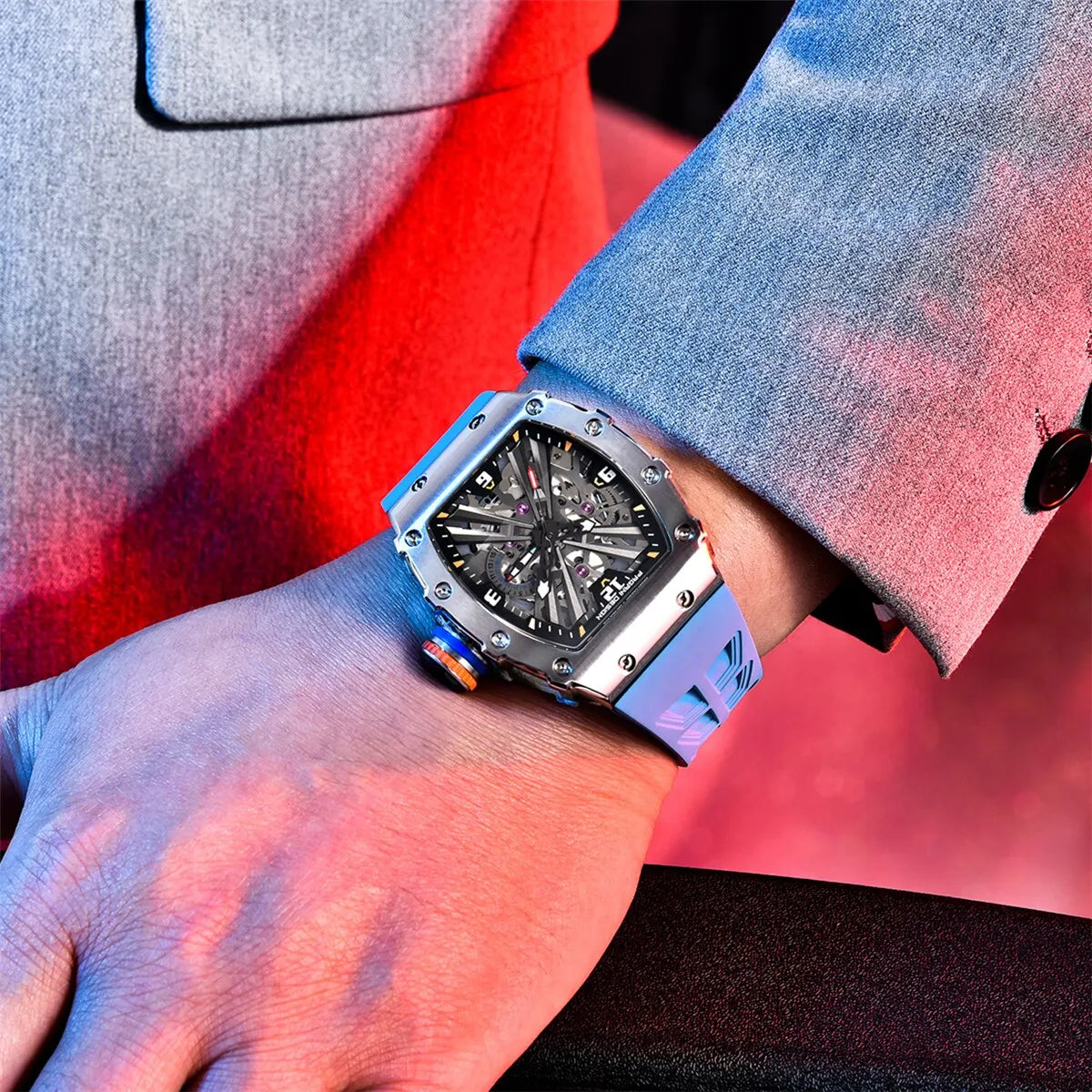 2024 New PAGANI DESIGN Men'S Quartz Watches VH65 Movt Skeleton Dial 100M Waterproof Sport Rectangle Sapphire Glass Watch for Men