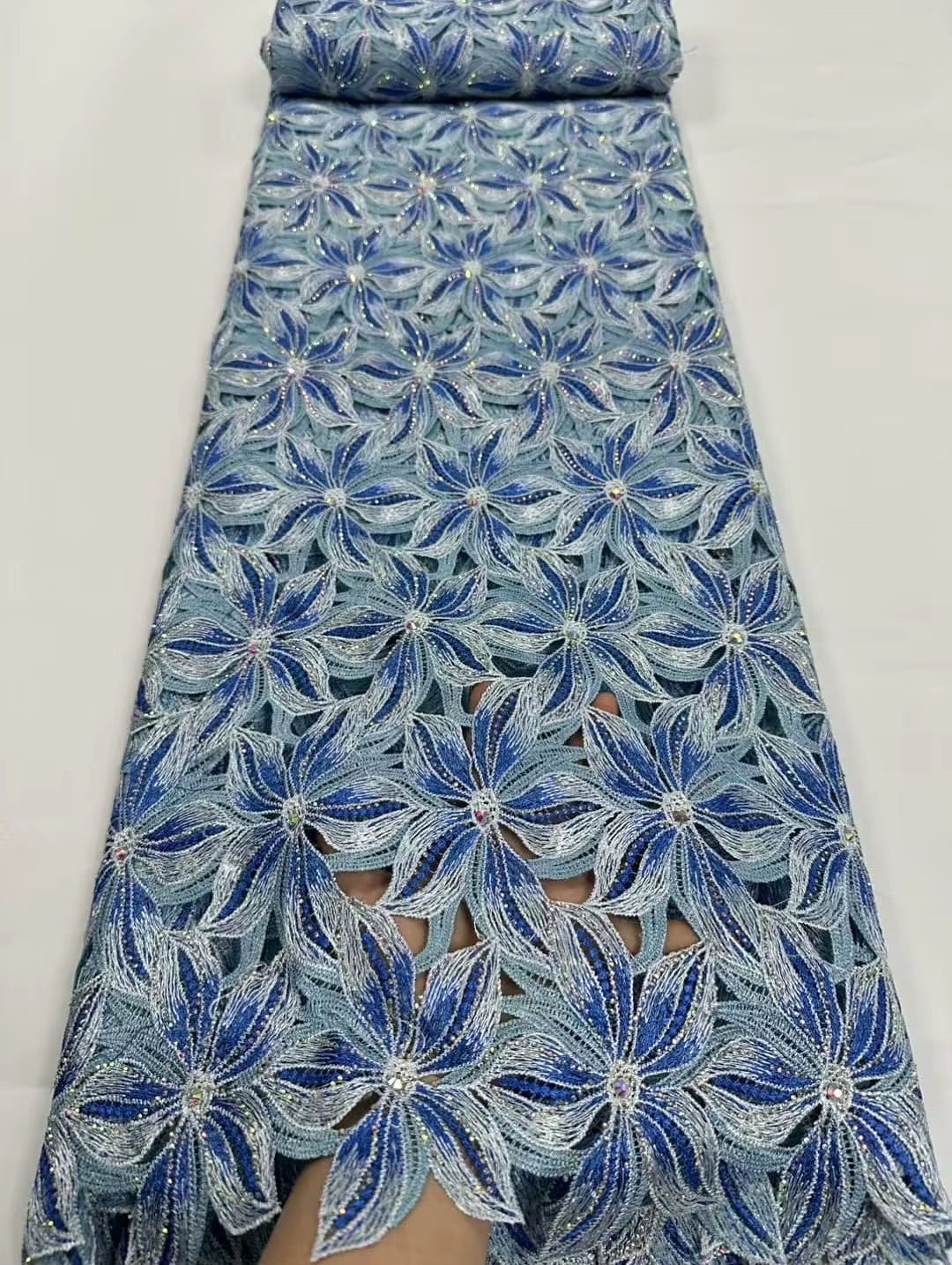 2025 Premium African Guipure Cord Lace with Crystal Nigerian Luxury Evening Dress Water Soluble Lace Fabric for Woman Asoebi