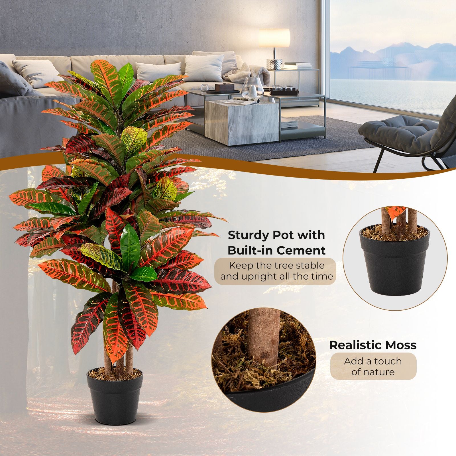Artificial Croton Palm Tree