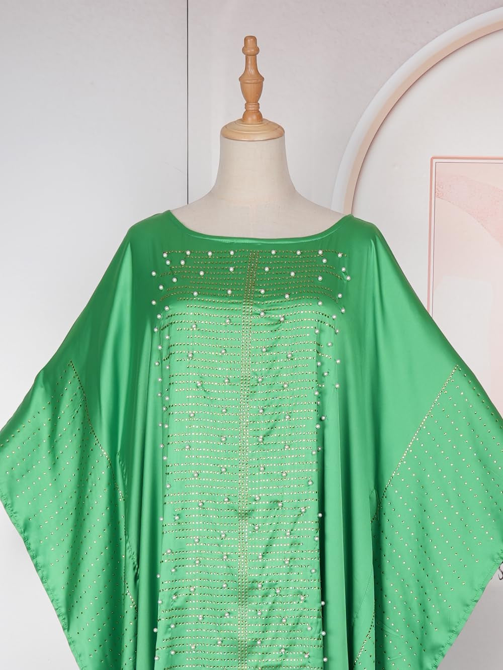 African Dresses for Women Fashion Beading Rhinestone Kaftan Maxi Dress