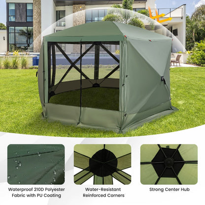 6-Sided Instant Setup Camping Gazebo with Portable Carrying Bag