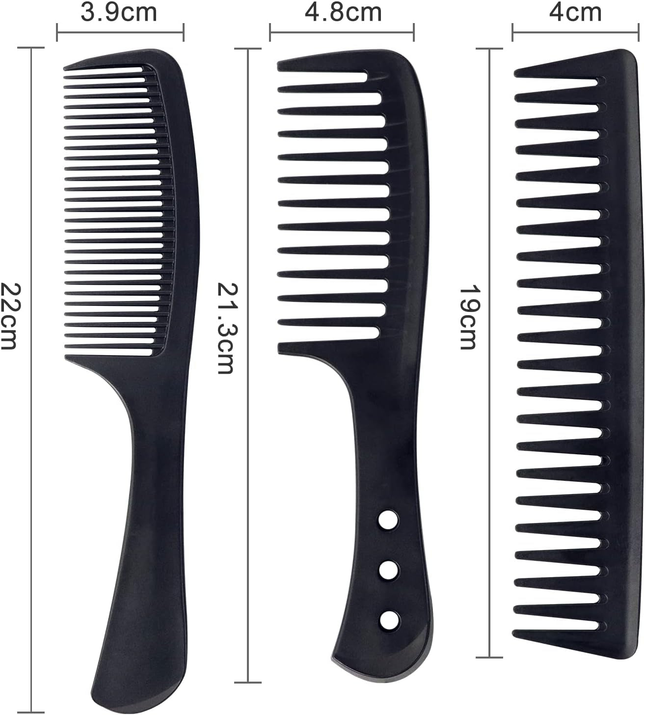 Hair Comb Set, 3 Pcs Wide Tooth Comb, Carbon Fiber Hair Comb Set, Heat Resistant Anti-Static Comb, Hairdressing Hair Styling Comb for Most Hair Types