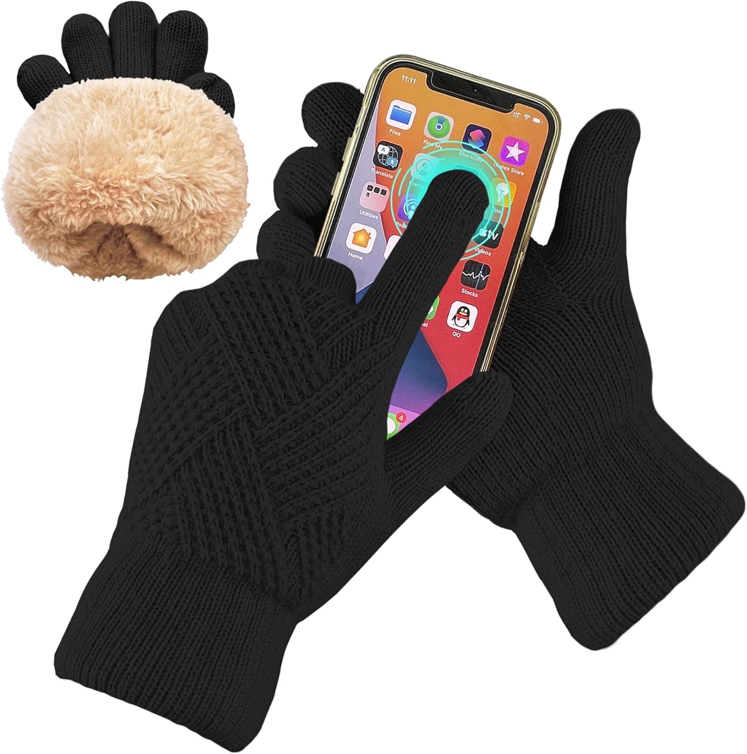 Winter Gloves for Women Ladies Warm Thermal Touch Screen Knit Soft Fleece Line Snow Thick Gloves Gifts